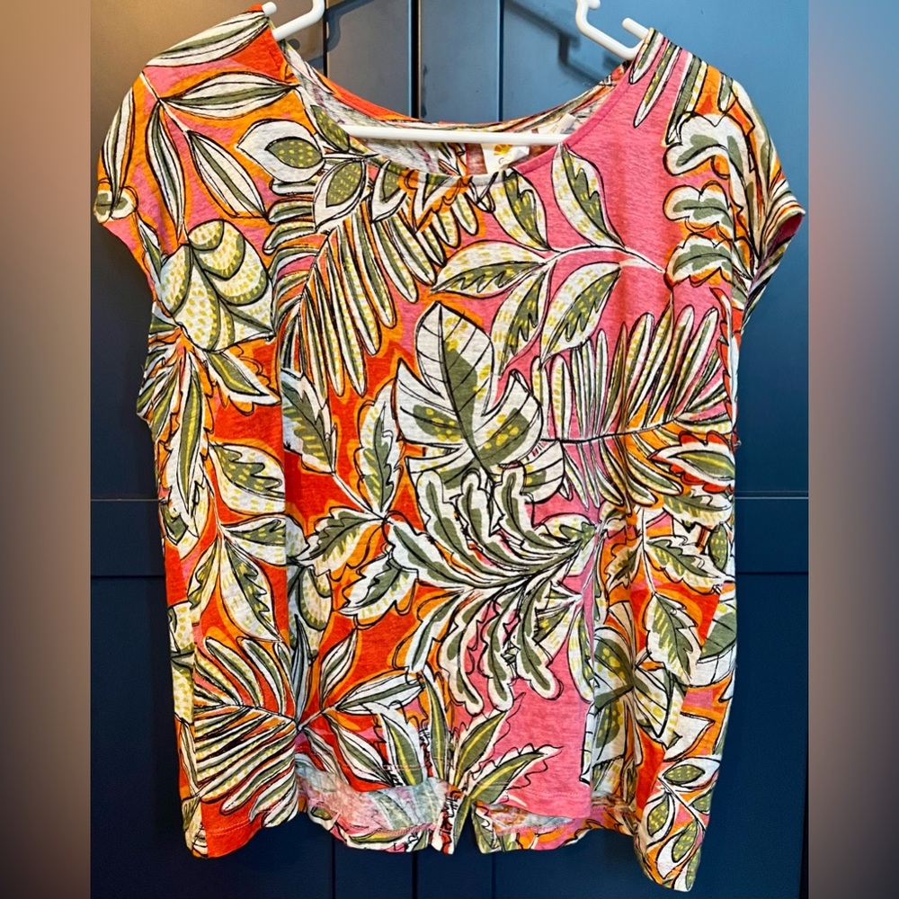 C&C California Pink and Orange Tropical Print Top